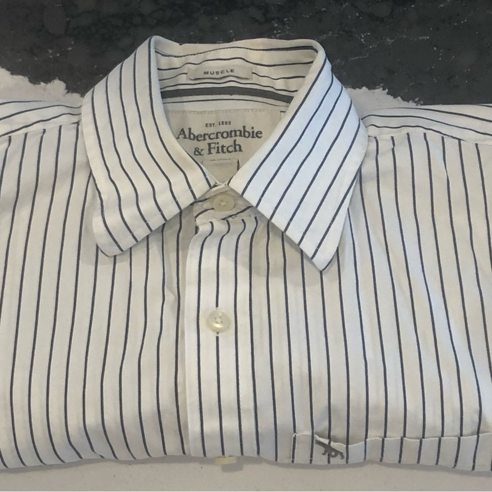 Abercrombie & Fitch Vintage Men's White Striped Shirt